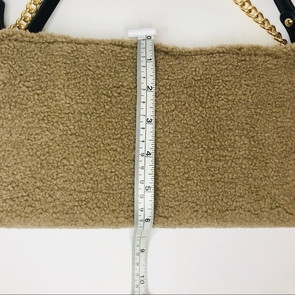 New! Like Dreams Demi Envelope Sherpa Faux Leather Gold Chain Mini Shoulder Bag - Picture 13 of 13